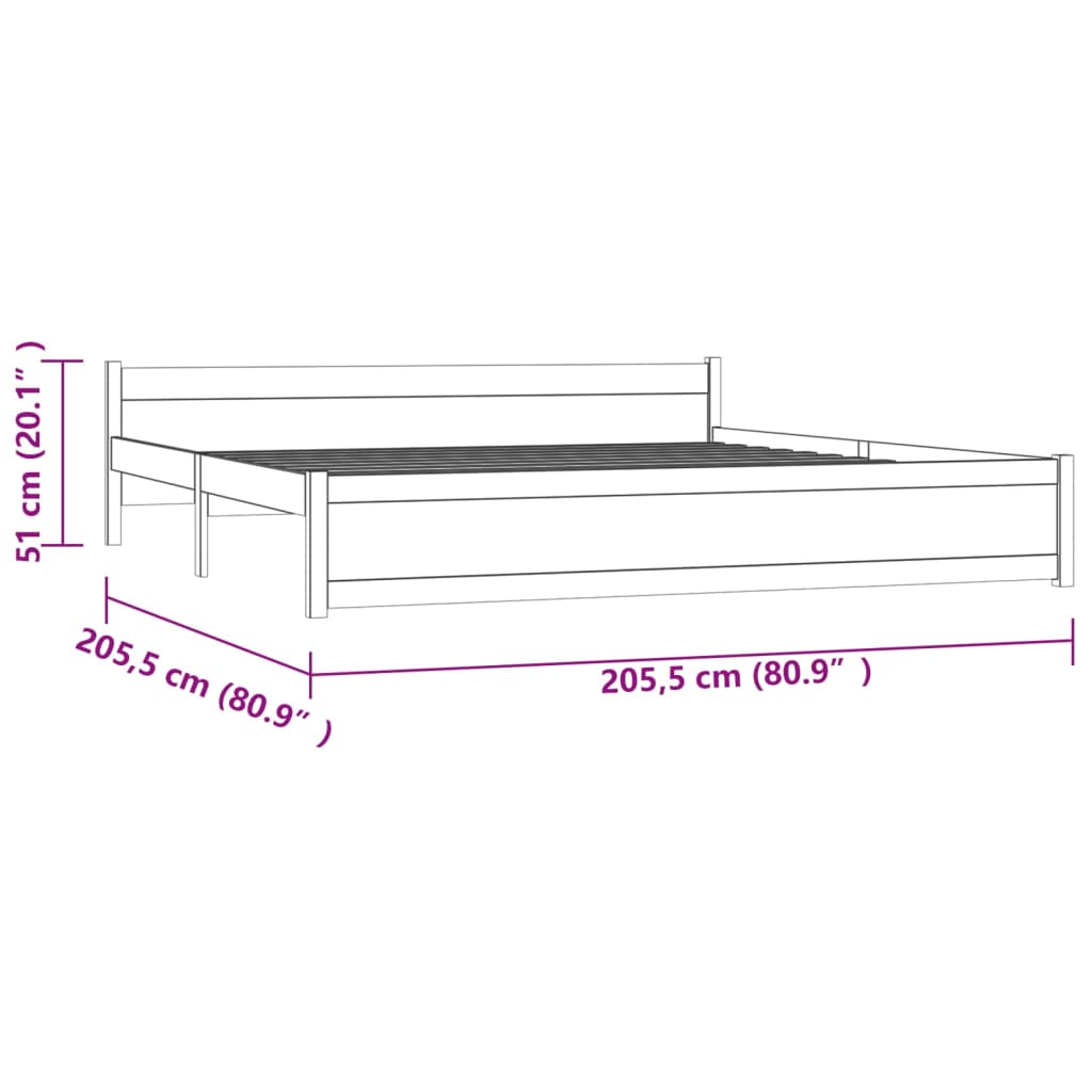Рамка за легло, меденокафява, дърво масив, 200x200 см