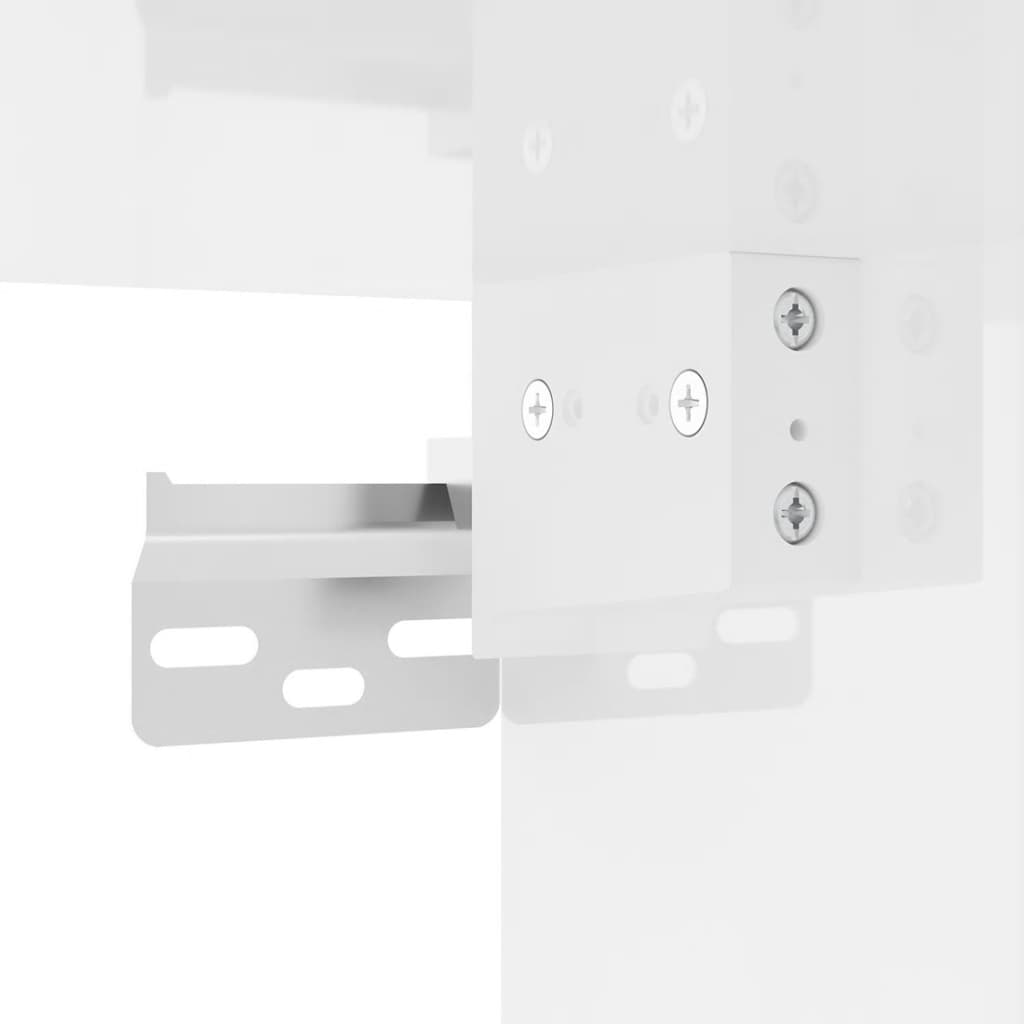 ТВ шкаф за стенен монтаж, бял гланц, 57x34,5x40 см