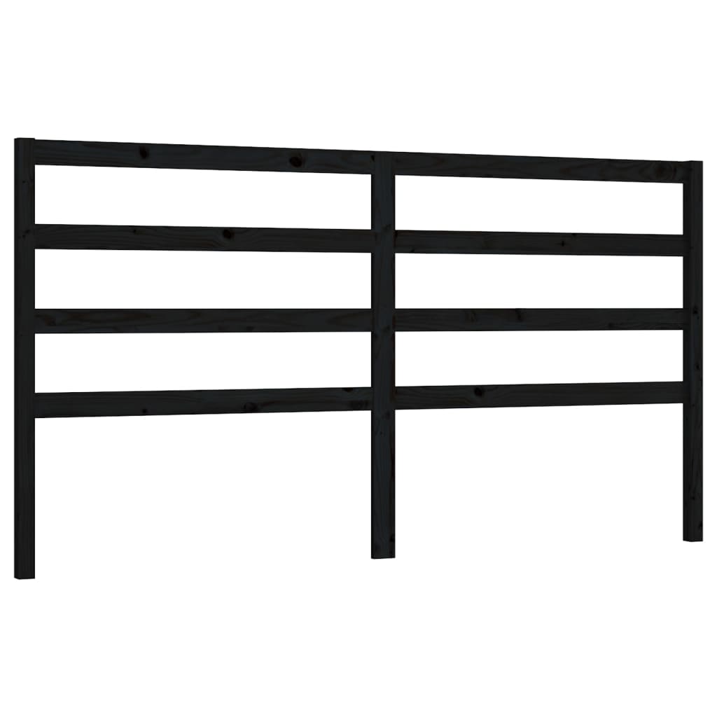 Горна табла за легло, черна, 186x4x100 см, бор масив