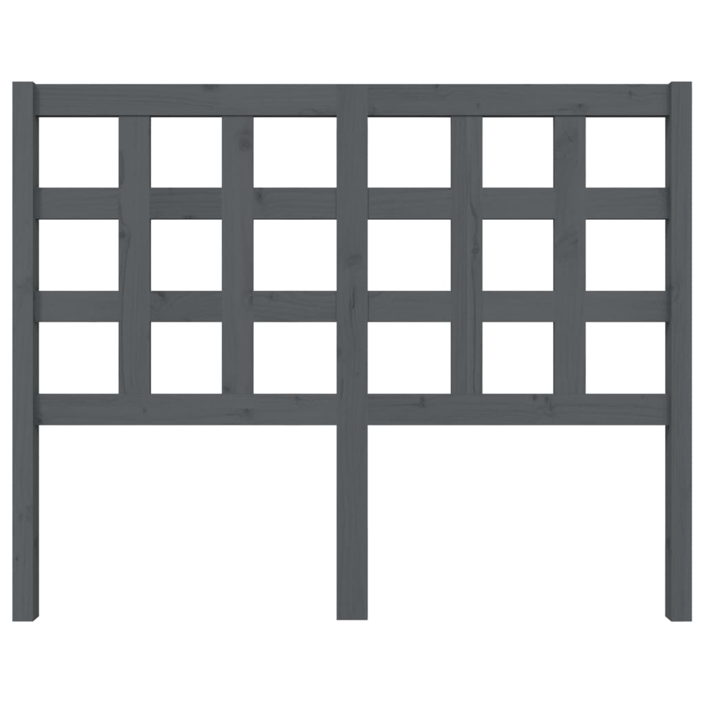 Горна табла за легло, сива, 125,5x4x100 см, бор масив