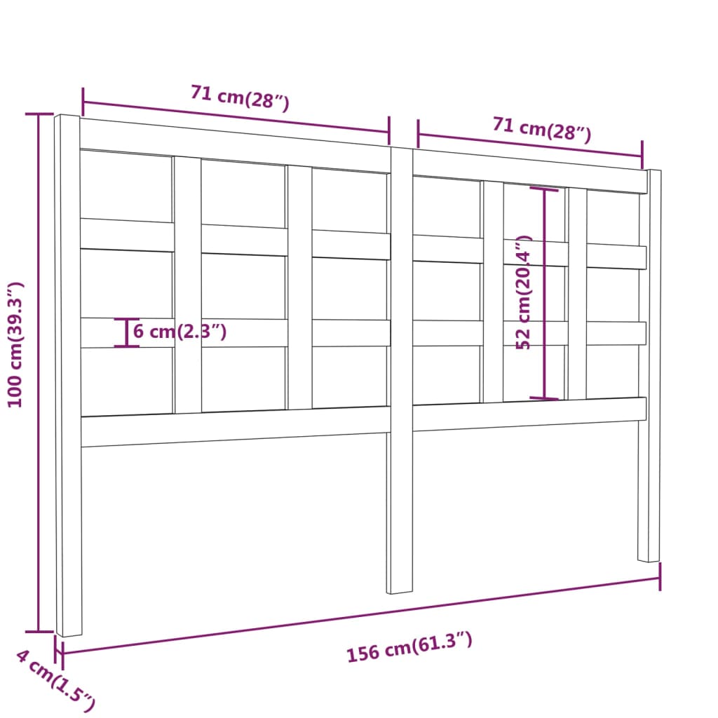 Горна табла за легло, меденокафява, 156x4x100 см, бор масив