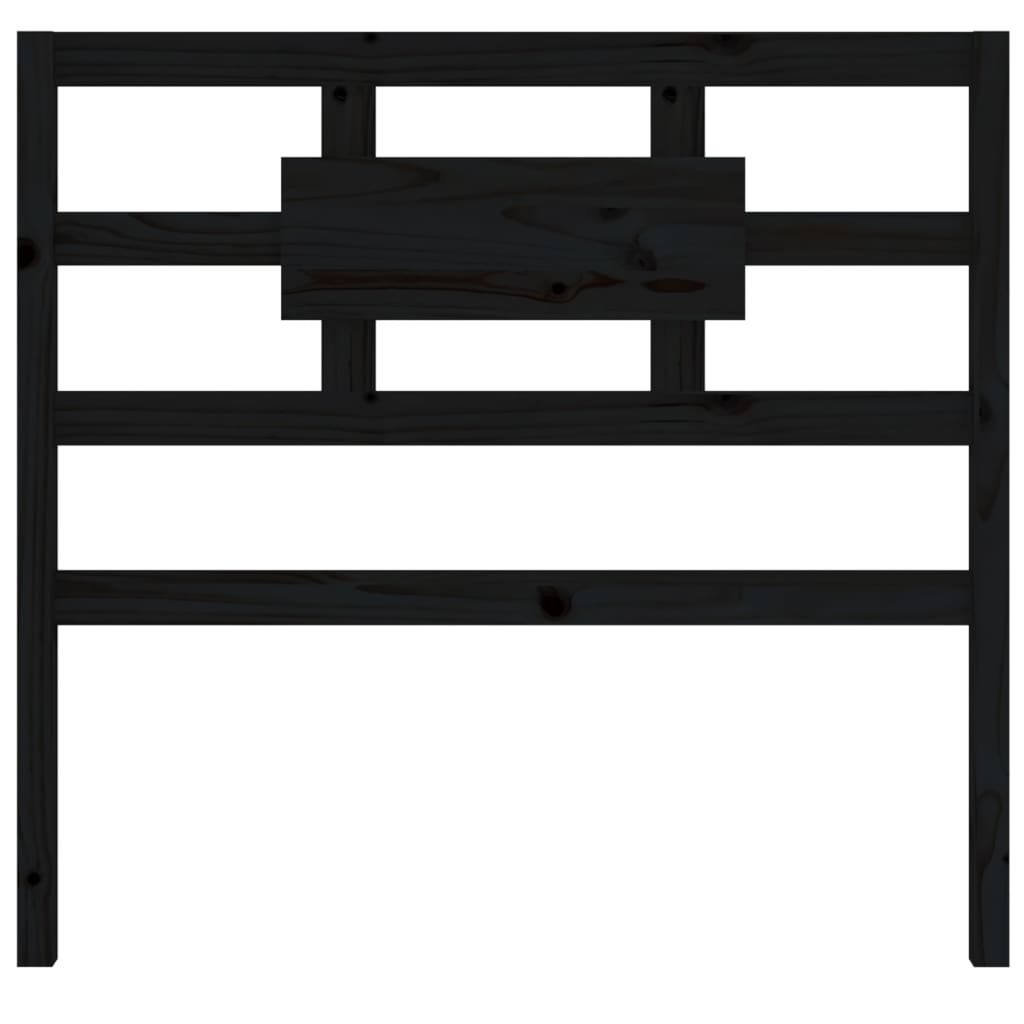 Горна табла за легло, черна, 80,5x4x100 см, бор масив