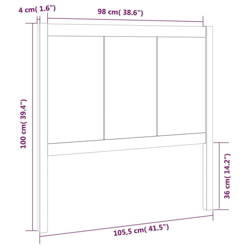 Горна табла за легло, меденокафява, 105,5x4x100 см, бор масив