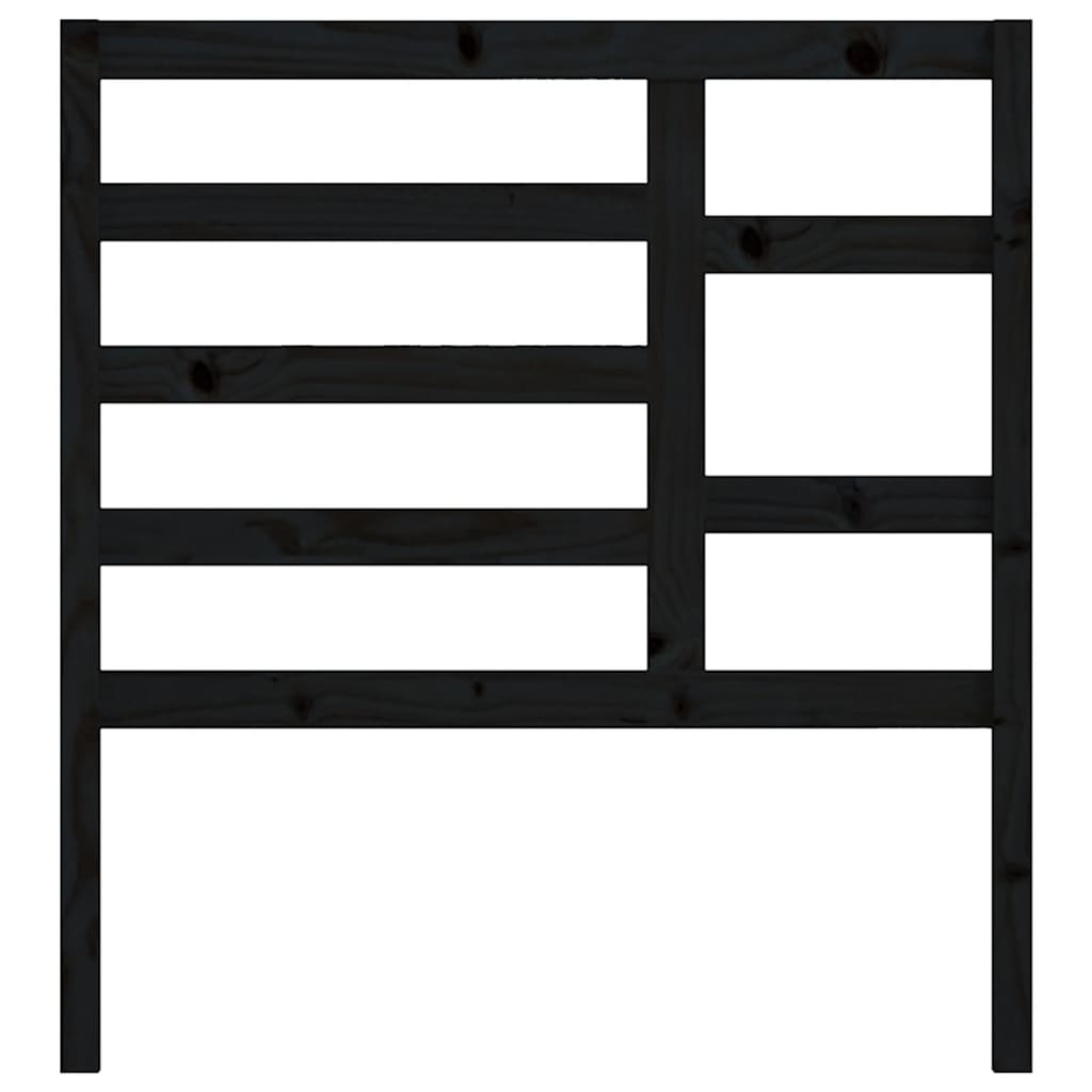 Горна табла за легло, черна, 96x4x104 см, бор масив
