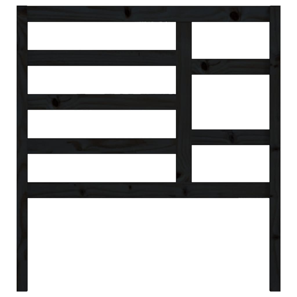 Горна табла за легло, черна, 106x4x104 см, бор масив