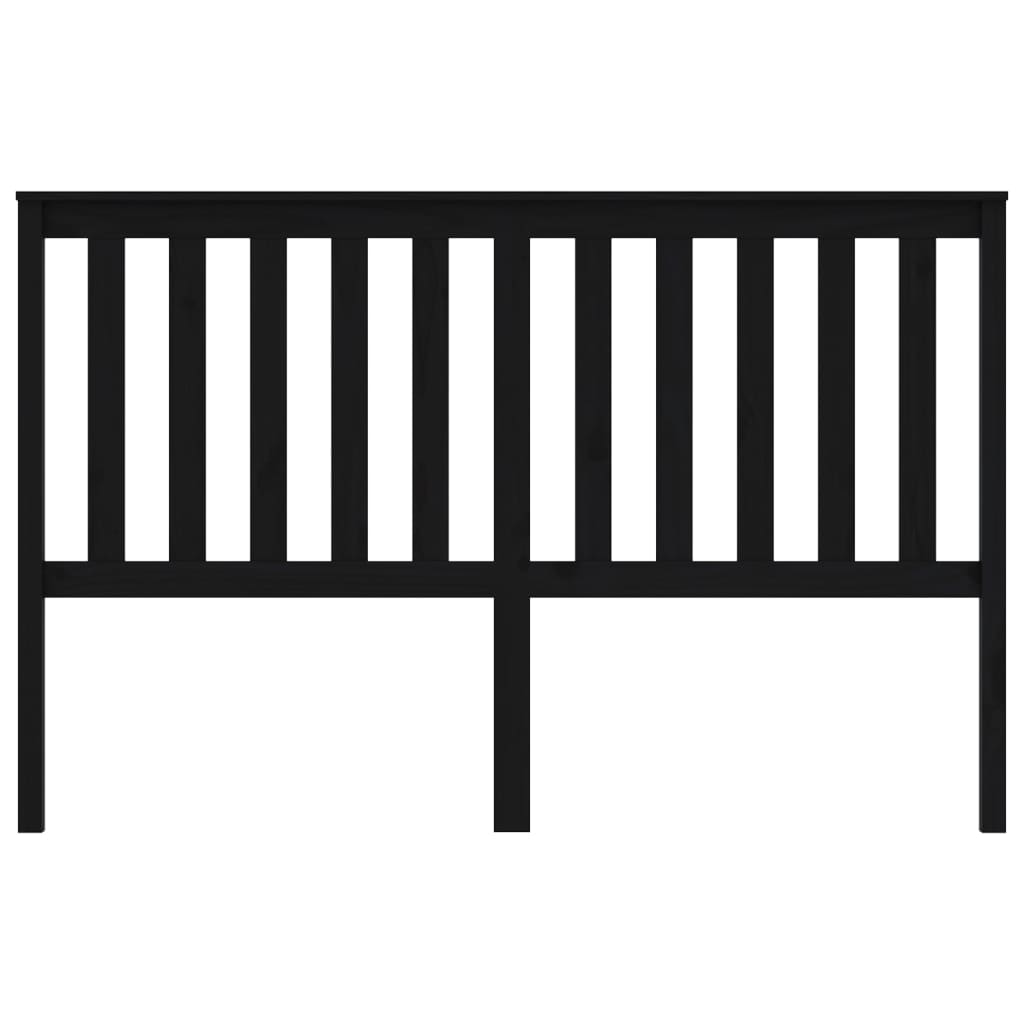 Горна табла за легло, черна, 166x6x101 см, бор масив