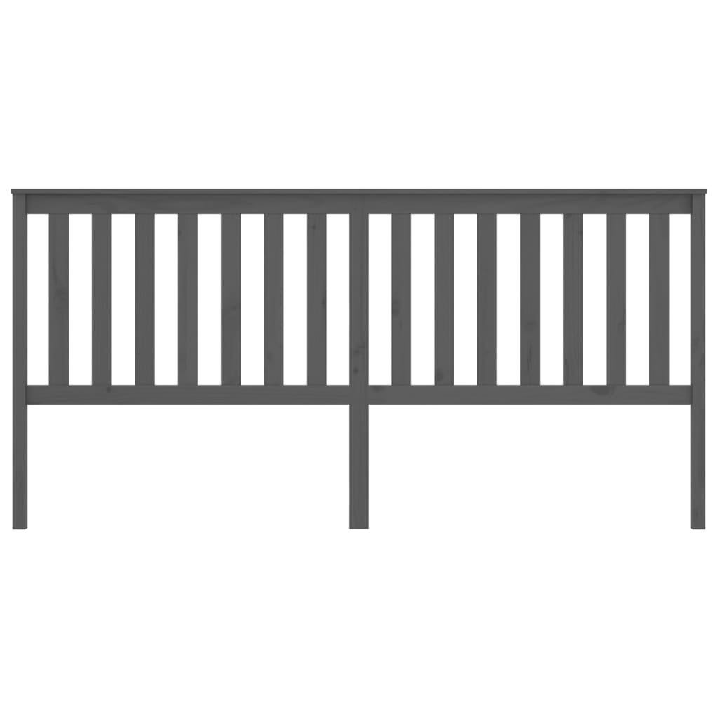 Горна табла за легло, сива, 206x6x101 см, бор масив