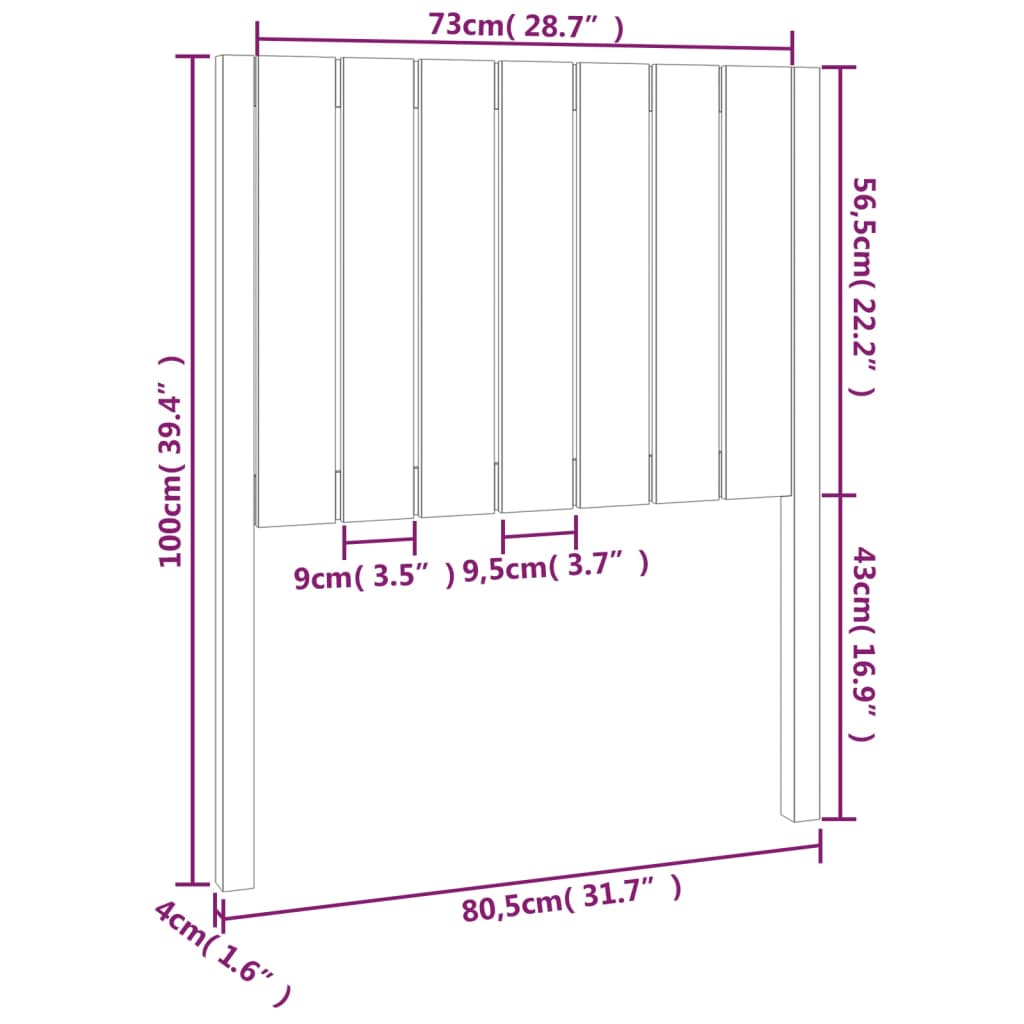 Горна табла за легло, меденокафява, 80,5x4x100 см, бор масив