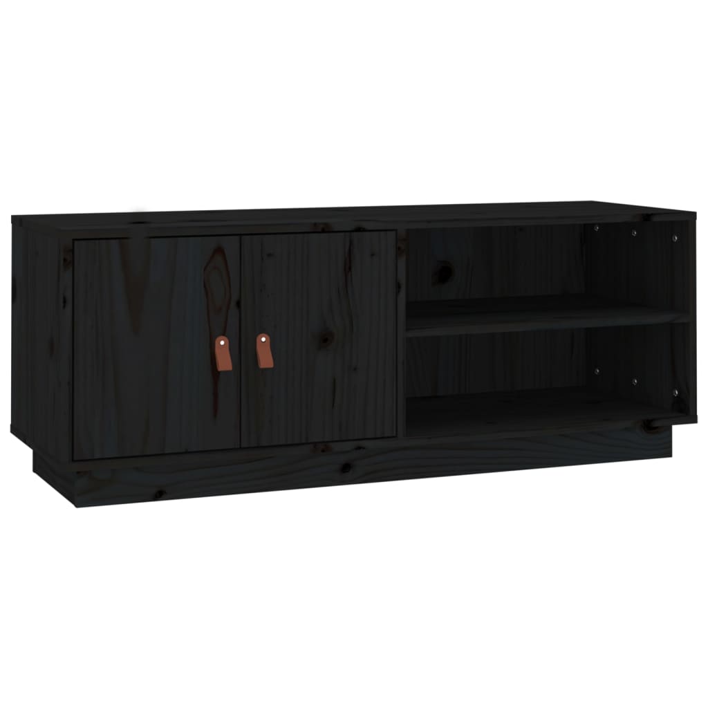 ТВ шкаф, черен, 105x34x40 см, бор масив
