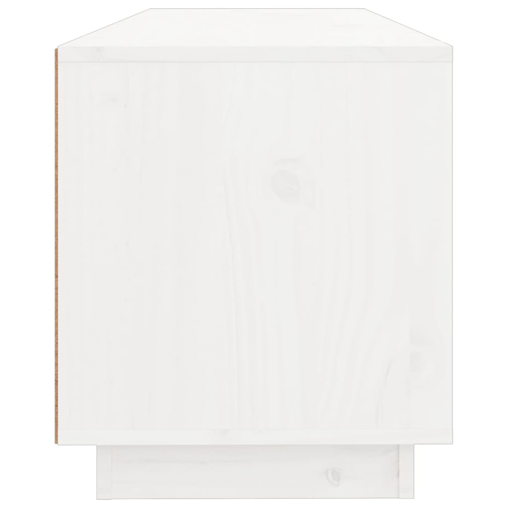 ТВ шкаф, бял, 100x34x40 см, бор масив