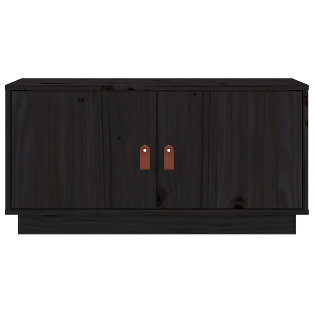 ТВ шкаф, черен, 80x34x40 см, бор масив