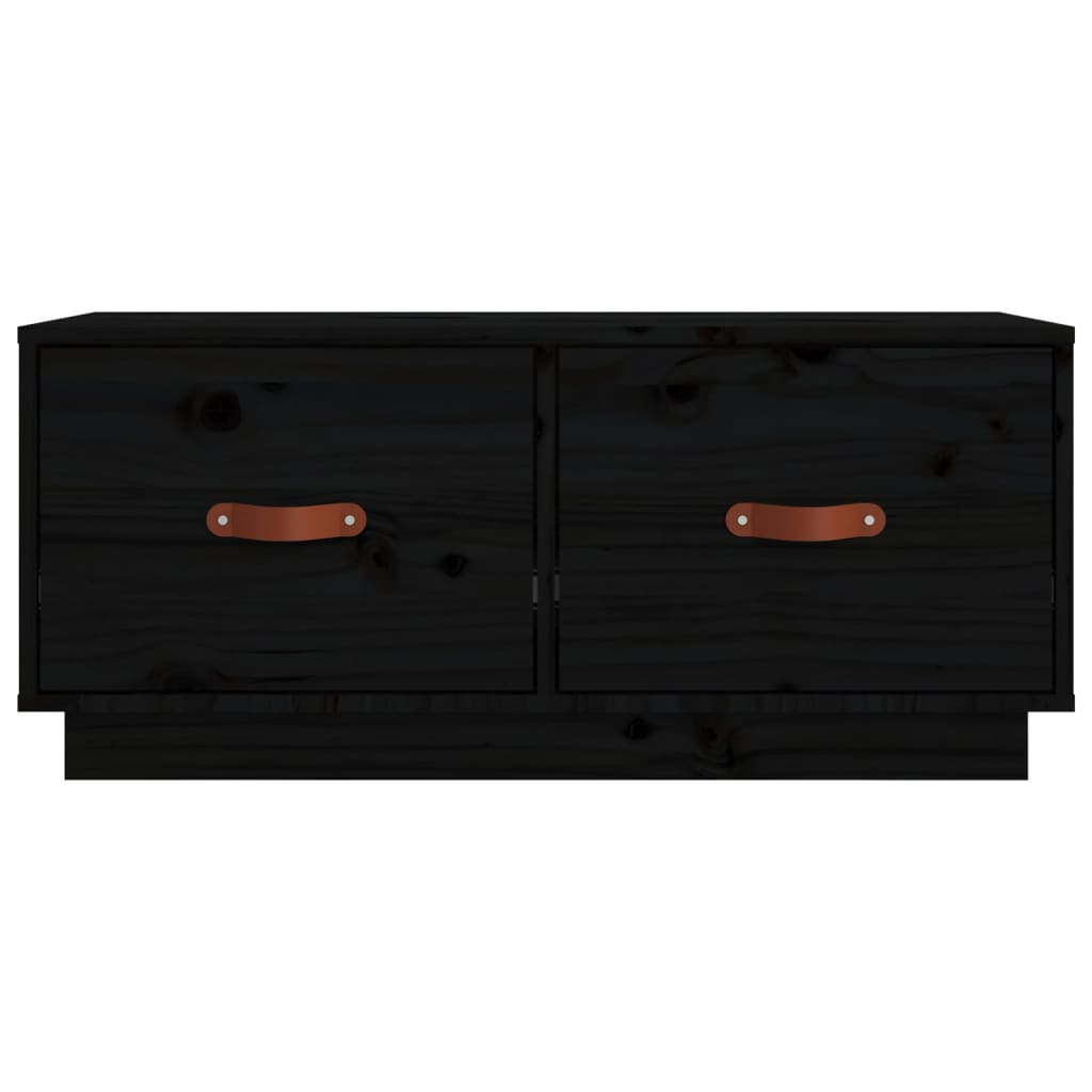 ТВ шкаф, черен, 80x34x35 см, бор масив