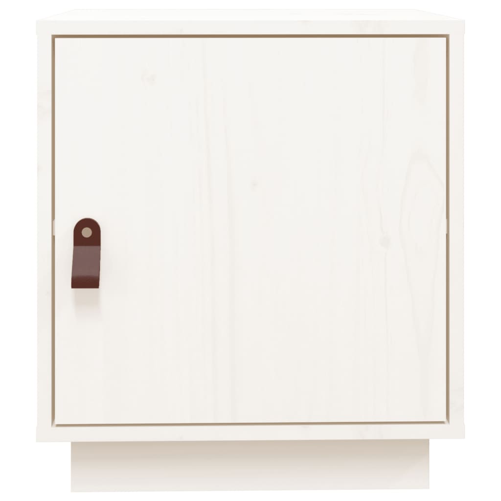 Нощни шкафчета, 2 бр, бели, 40x34x45 см, борово дърво масив