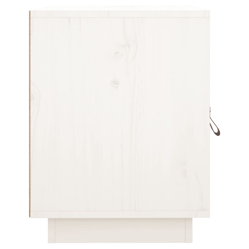 Нощни шкафчета, 2 бр, бели, 40x34x45 см, борово дърво масив
