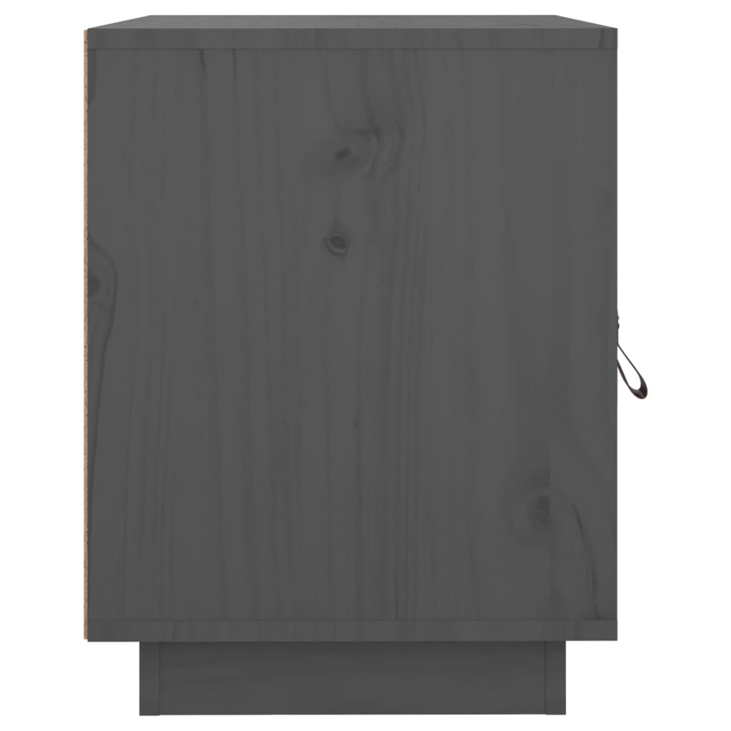 Нощно шкафче, сиво, 40x34x45 см, борово дърво масив