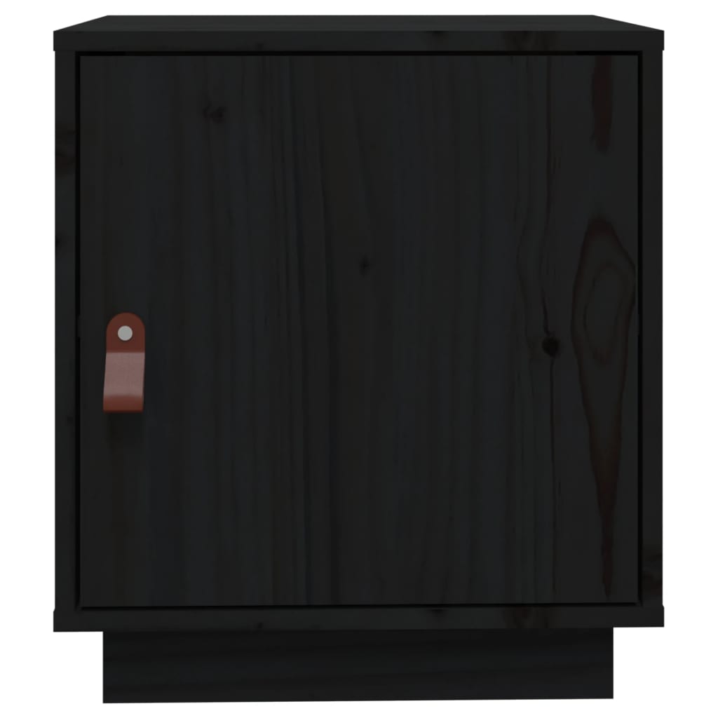 Нощни шкафчета, 2 бр, черни, 40x34x45 см, борово дърво масив