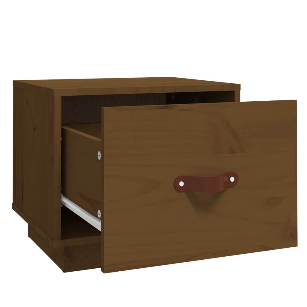 Нощно шкафче, меденокафяво, 40x34x35 см, борово дърво масив