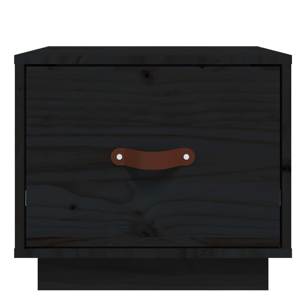 Нощни шкафчета, 2 бр, черни, 40x34x35 см, борово дърво масив