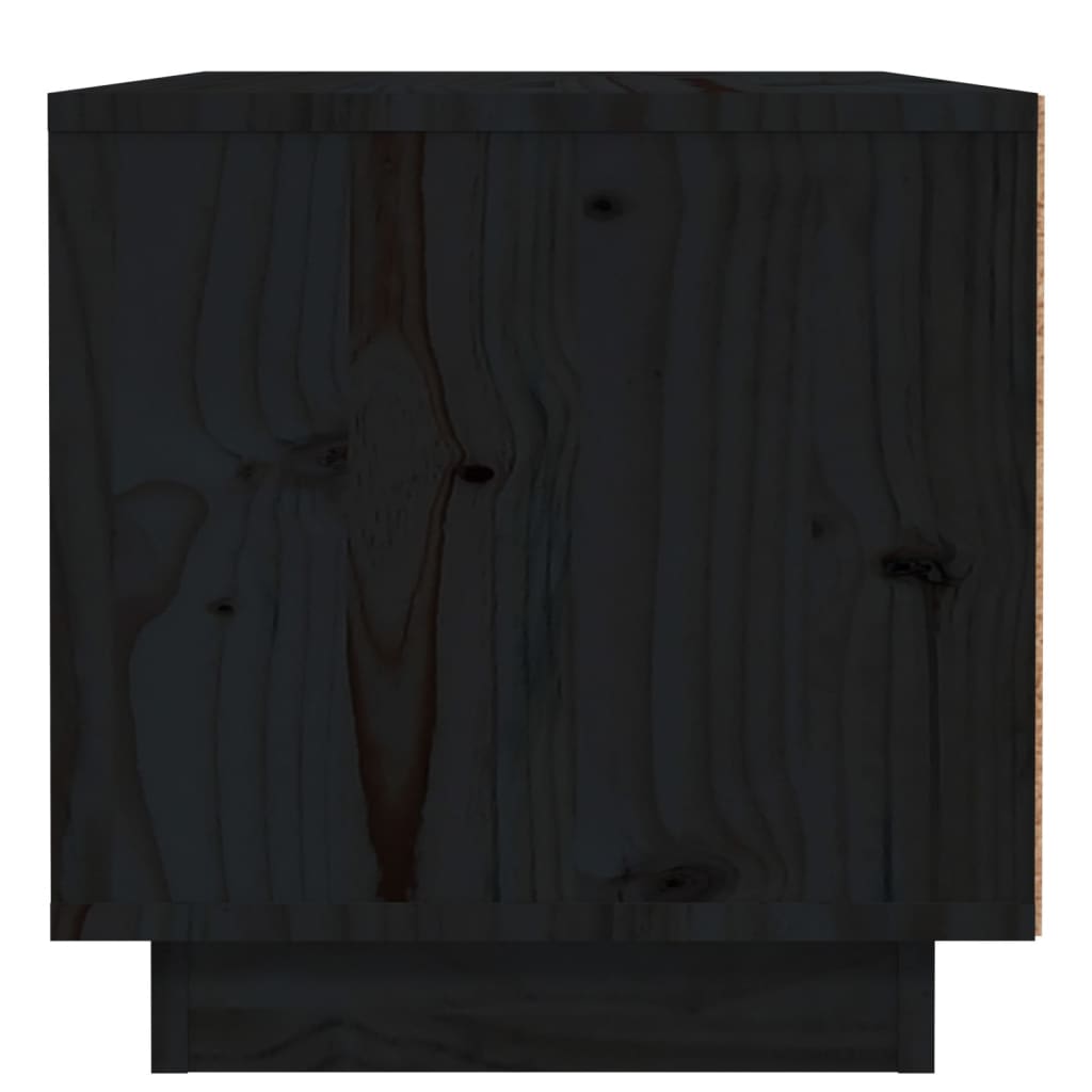 Нощни шкафчета, 2 бр, черни, 40x34x35 см, борово дърво масив