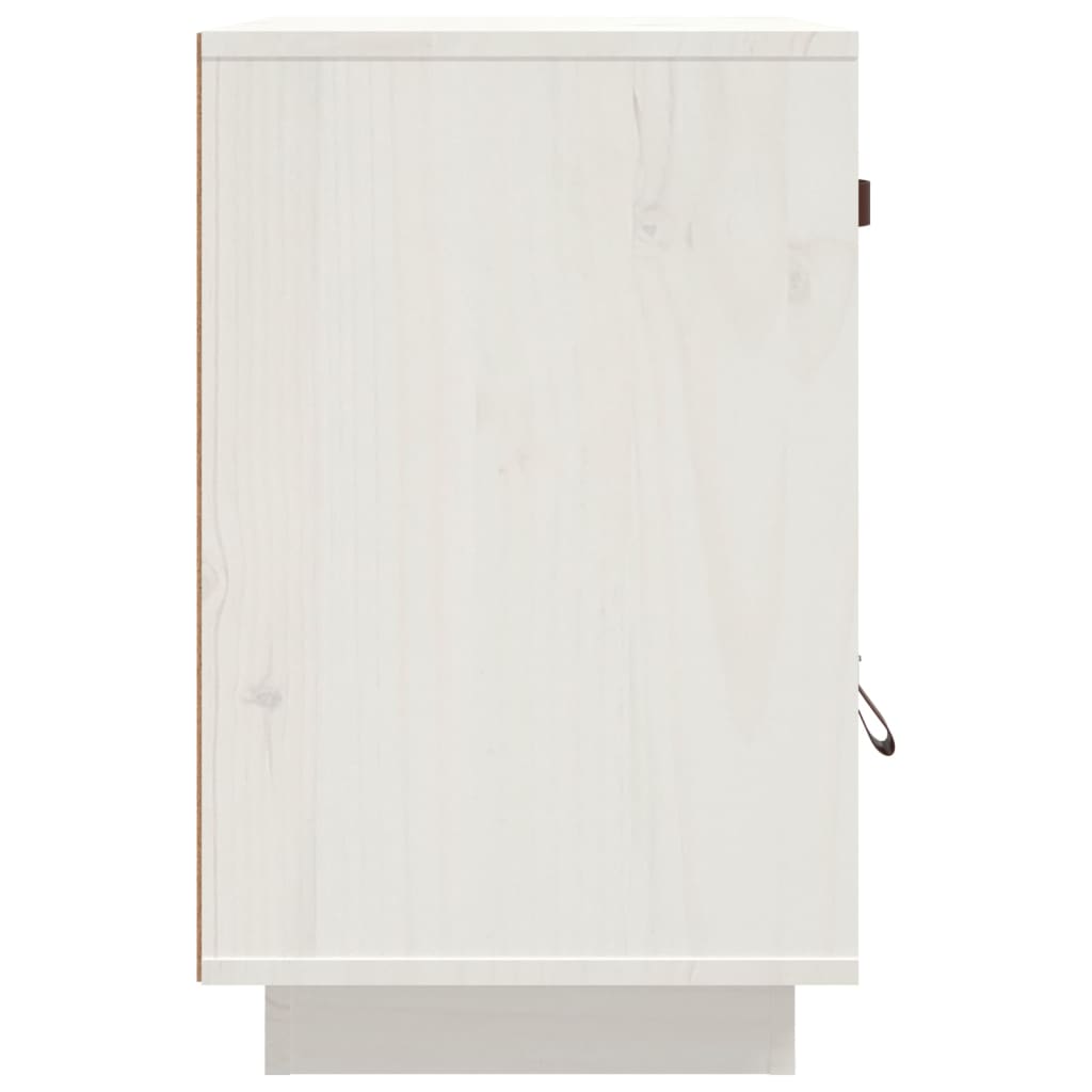 Нощно шкафче, бяло,40x34x55 см, борово дърво масив