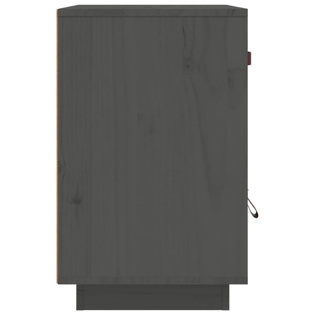 Нощно шкафче, сиво, 40x34x55 см, борово дърво масив
