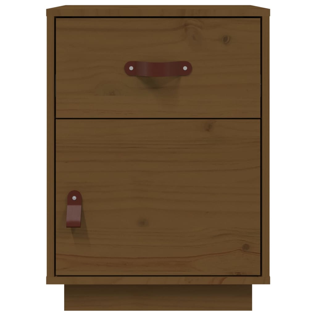 Нощно шкафче, меденокафяво, 40x34x55 см, борово дърво масив