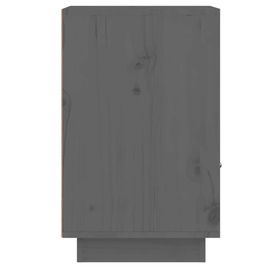 Нощни шкафчета, 2 бр, сиви, 40x34x55 см, борово дърво масив