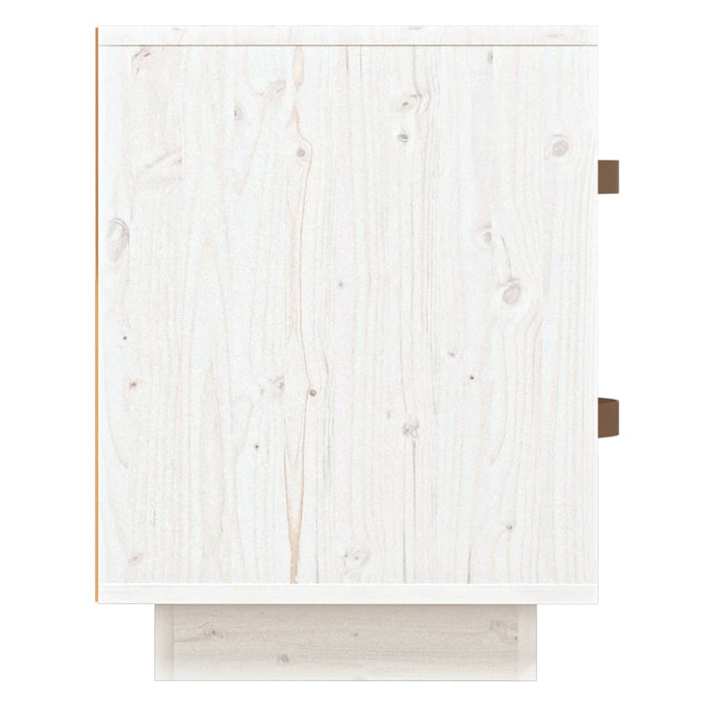 Нощни шкафчета, 2 бр, бяла, 40x34x45 см, борово дърво масив
