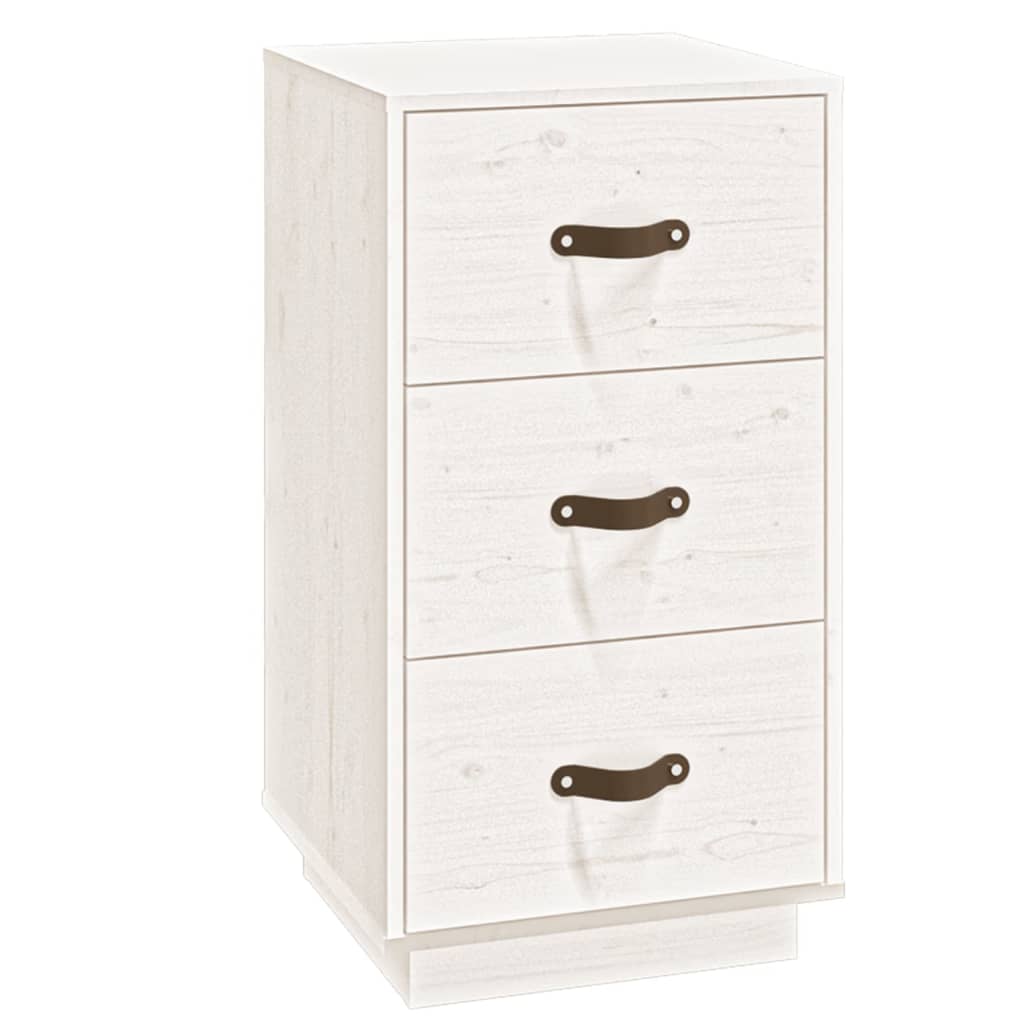 Нощно шкафче, бяло, 40x40x75 см, борово дърво масив