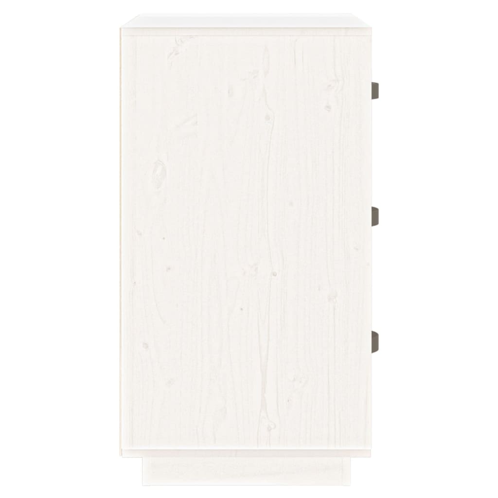 Нощно шкафче, бяло, 40x40x75 см, борово дърво масив
