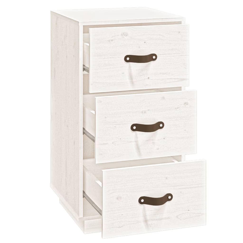 Нощни шкафчета, 2 бр, бели, 40x40x75 см, борово дърво масив