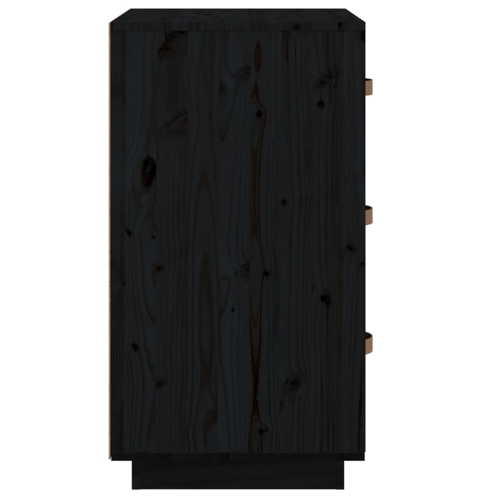 Нощно шкафче, черно, 40x40x75 см, борово дърво масив