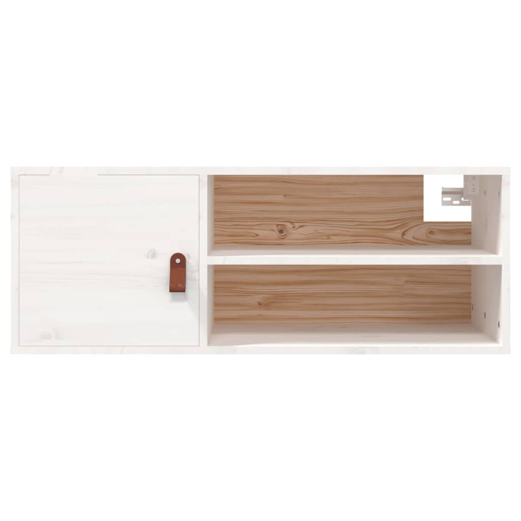Стенен шкаф, бял, 80x30x30 см, борово дърво масив