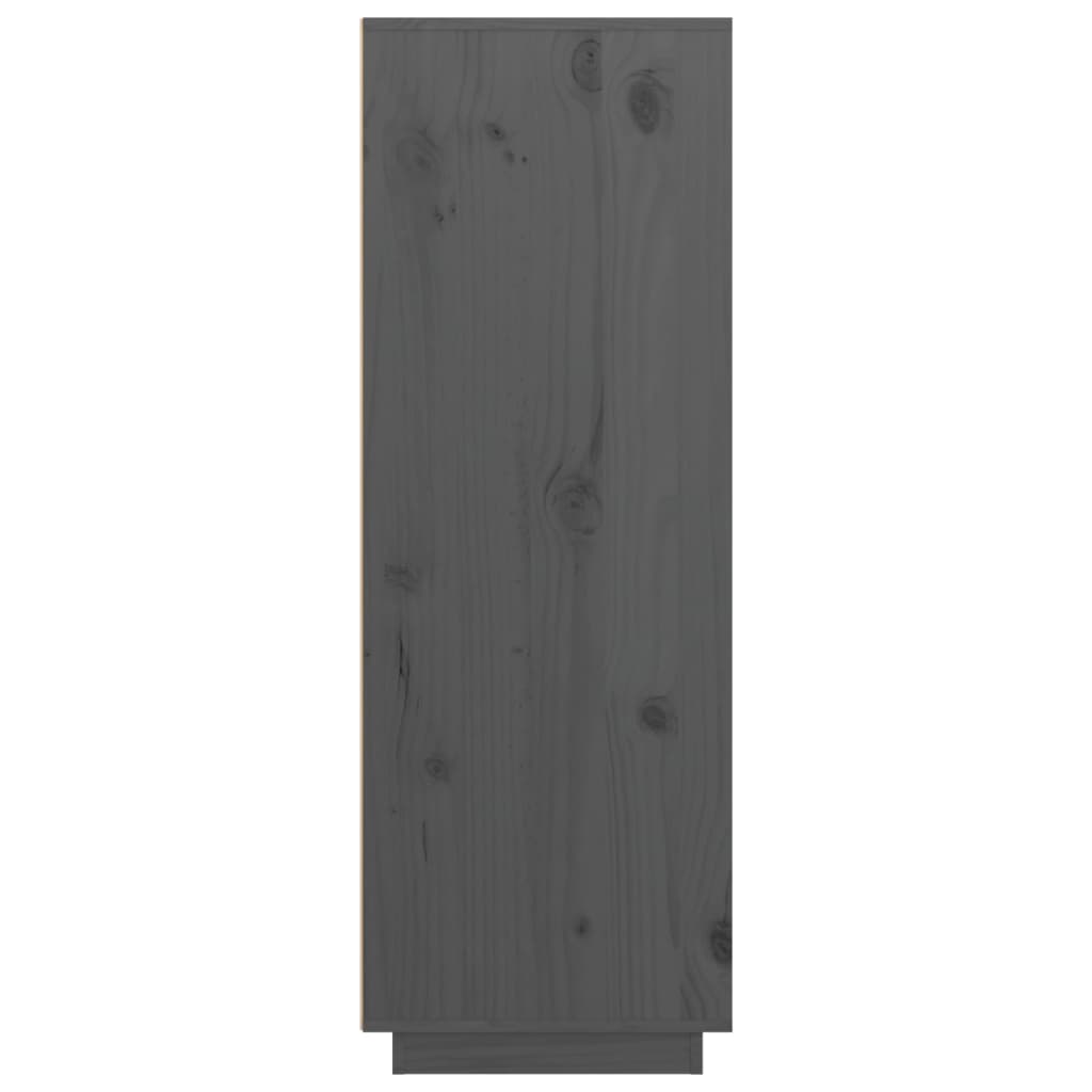 Висок шкаф, сив, 89x40x116,5 см, борово дърво масив