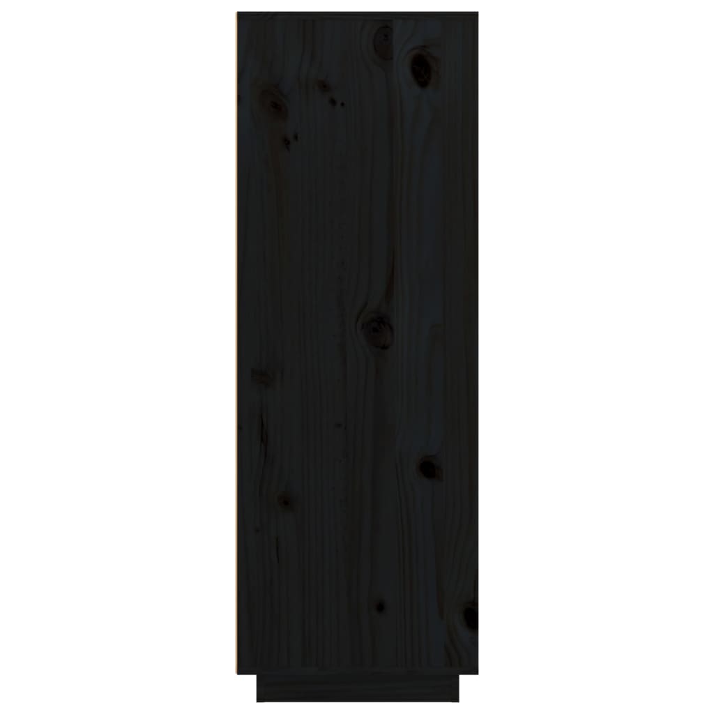 Висок шкаф, черен, 89x40x116,5 см, борово дърво масив