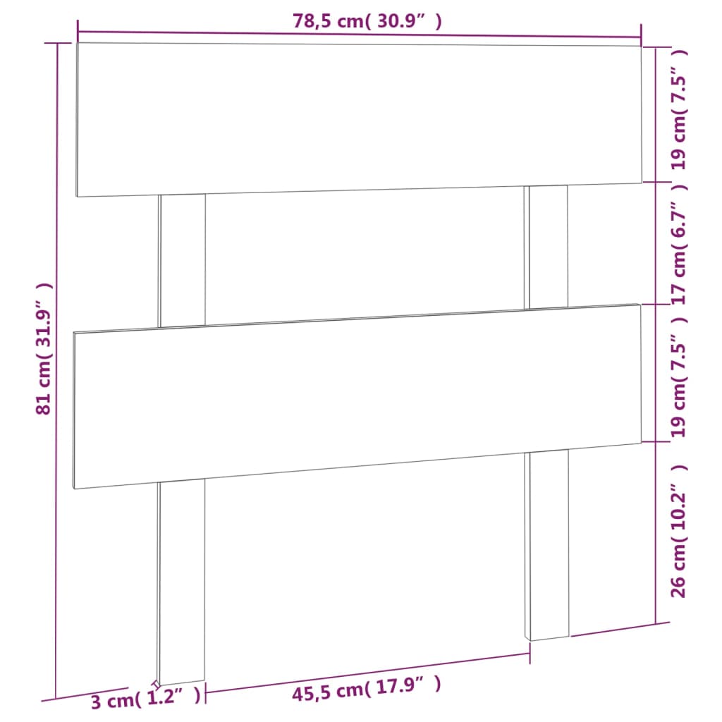 Горна табла за легло, 78,5x3x81 см, бор масив