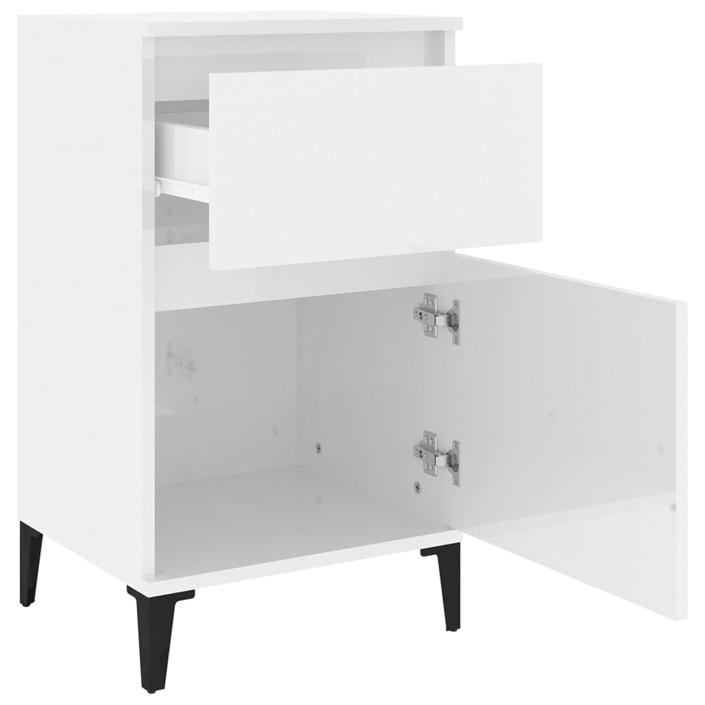Нощни шкафчета, 2 бр, бял гланц, 40x35x70 см