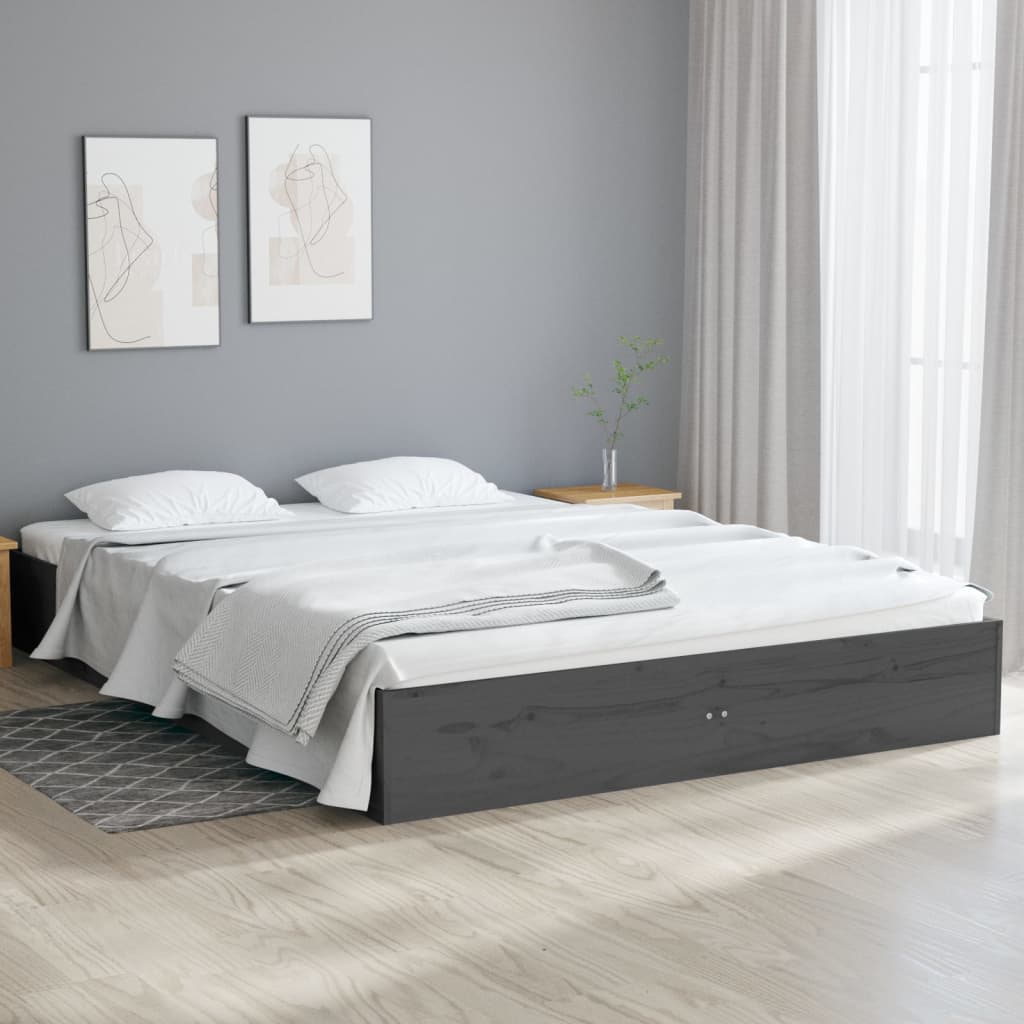 Рамка за легло, сива, бор масив, 120x190 см, 4FT Small Double