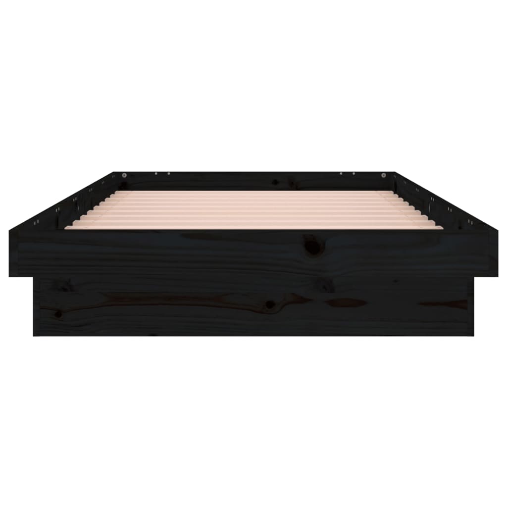 LED рамка за легло черна 90x190 см 3FT Single масивна дървесина