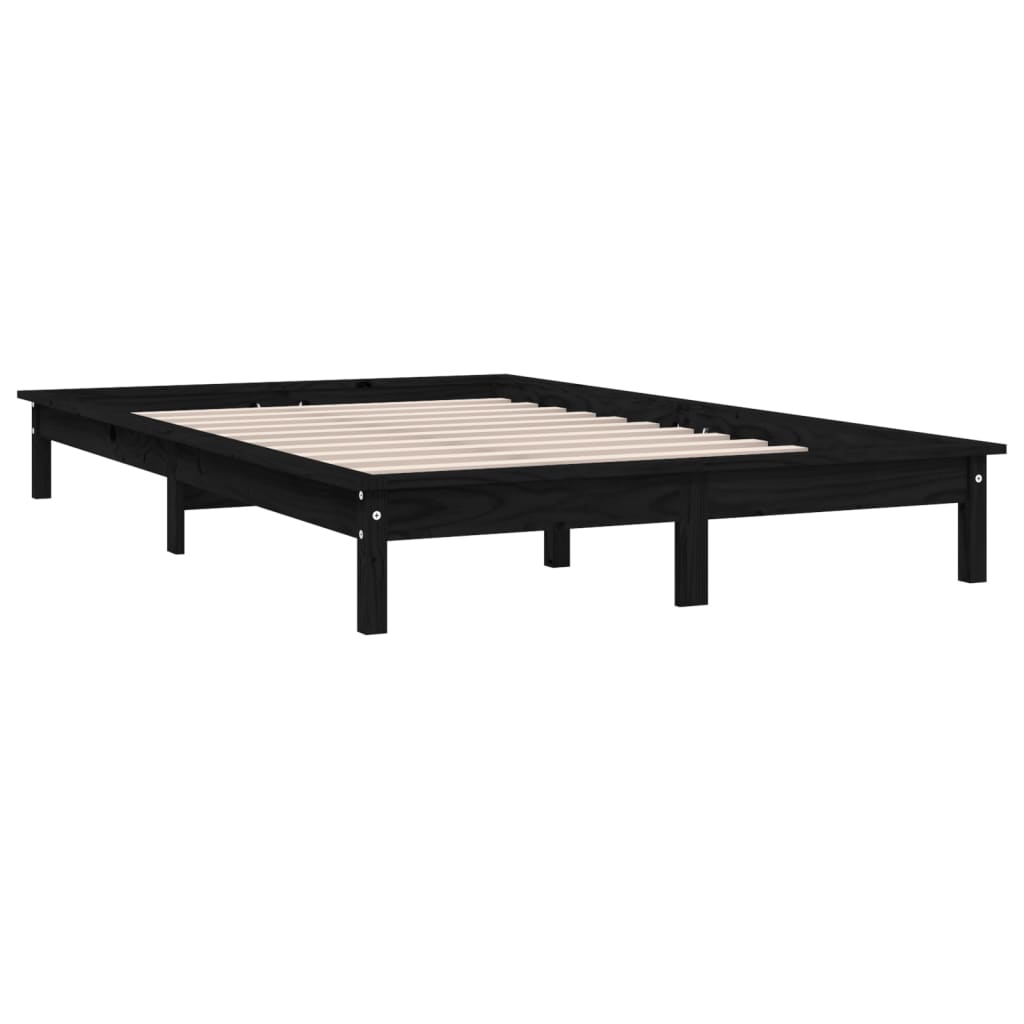 Рамка за легло, черна, бор масив, 150x200 cм, 5FT King Size