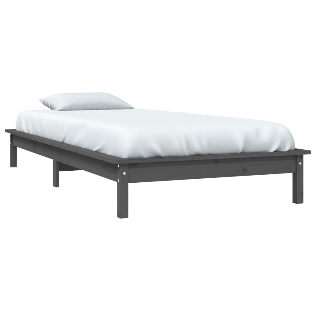 Рамка за легло, сива, бор масив, 90x190 см, 3FT Single