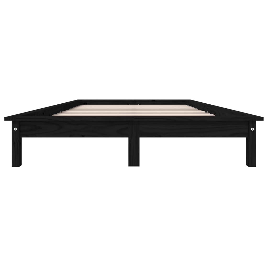 Рамка за легло, черна, бор масив, 140x190 см