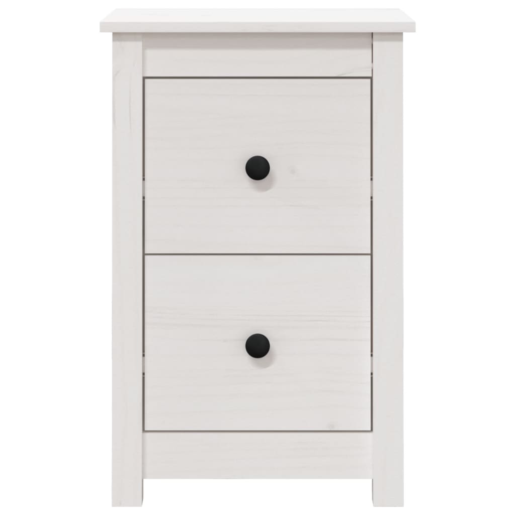 Нощно шкафче, бяло, 40x35x61,5 см, борово дърво масив