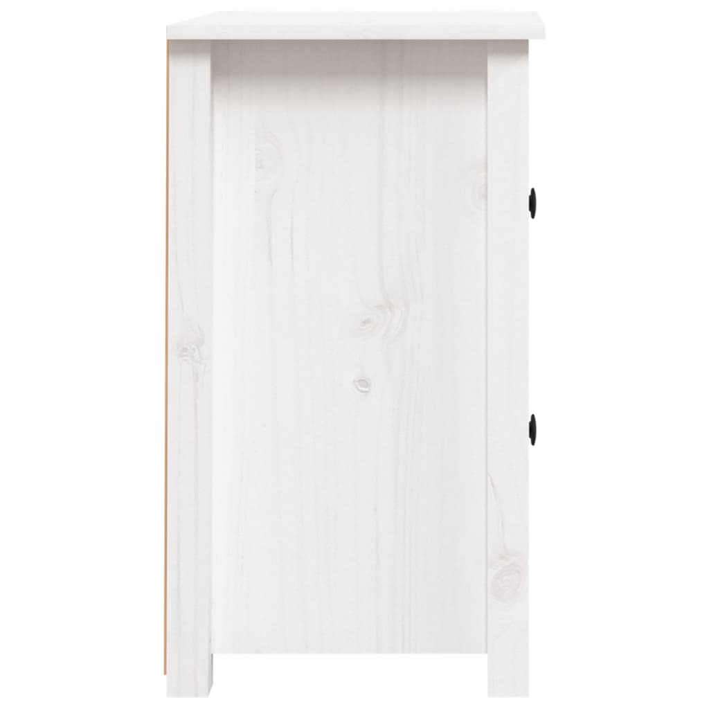 Нощно шкафче, бяло, 40x35x61,5 см, борово дърво масив