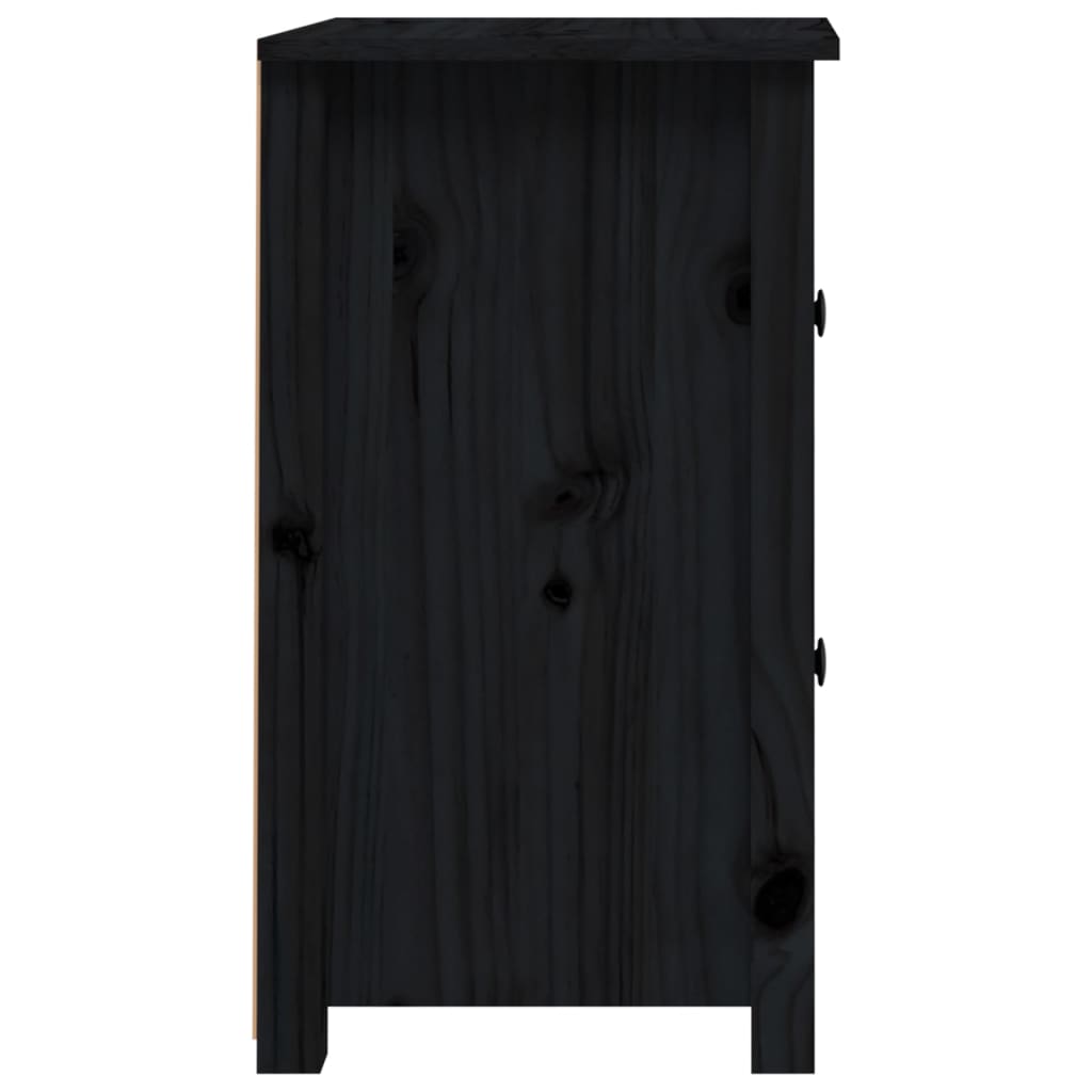 Нощни шкафчета, 2 бр, черни, 40x35x61,5 см, борово дърво масив