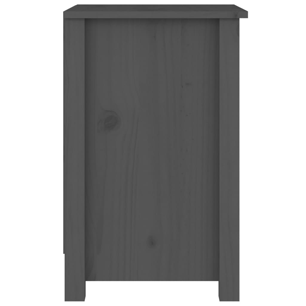 Нощно шкафче, сиво, 40x35x55 см, борово дърво масив
