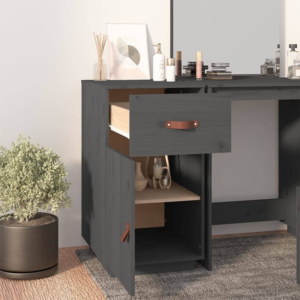 Шкаф за бюро, сив, 40x50x75 см, бор масив