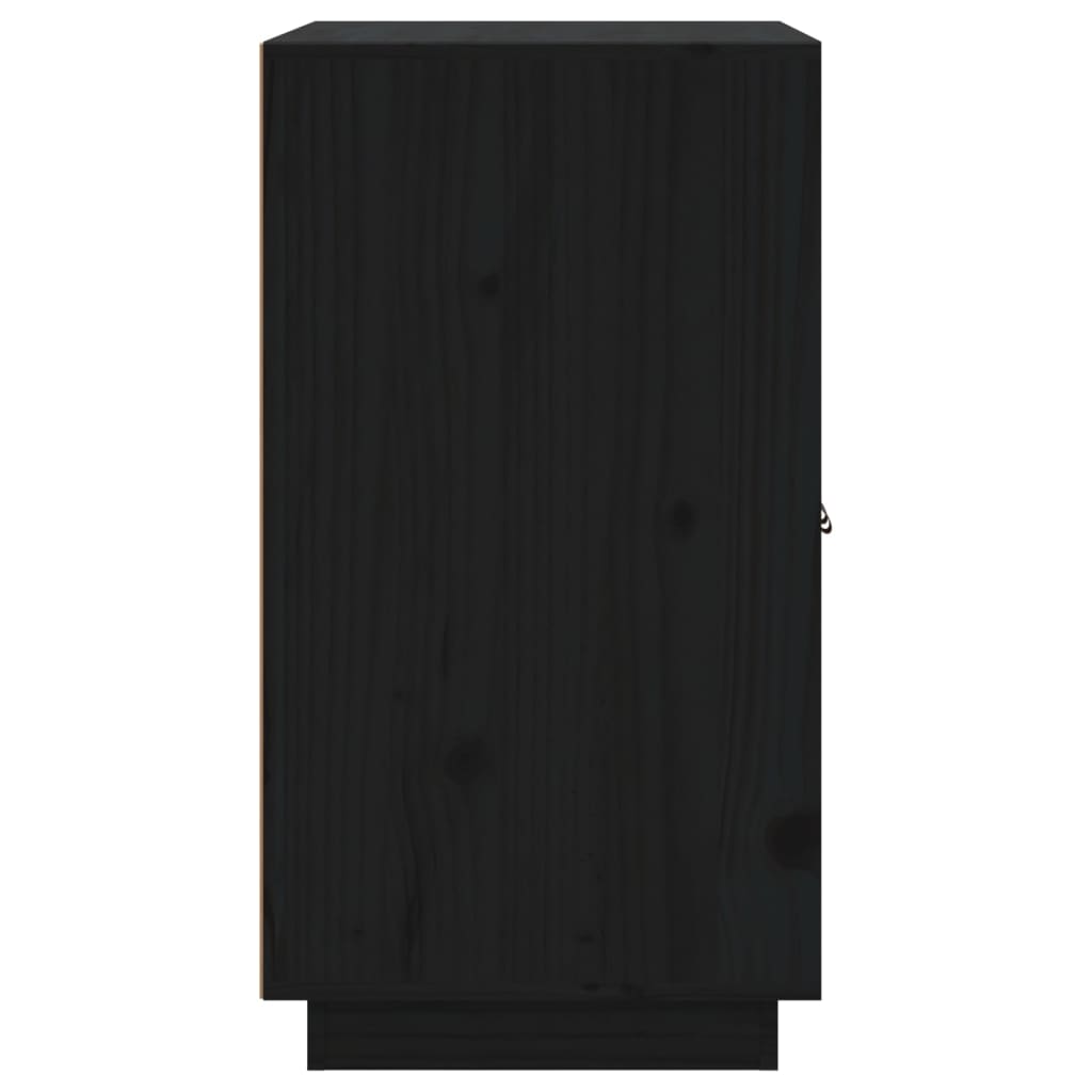 Сайдборд, черен, 65,5x40x75 см, бор масив