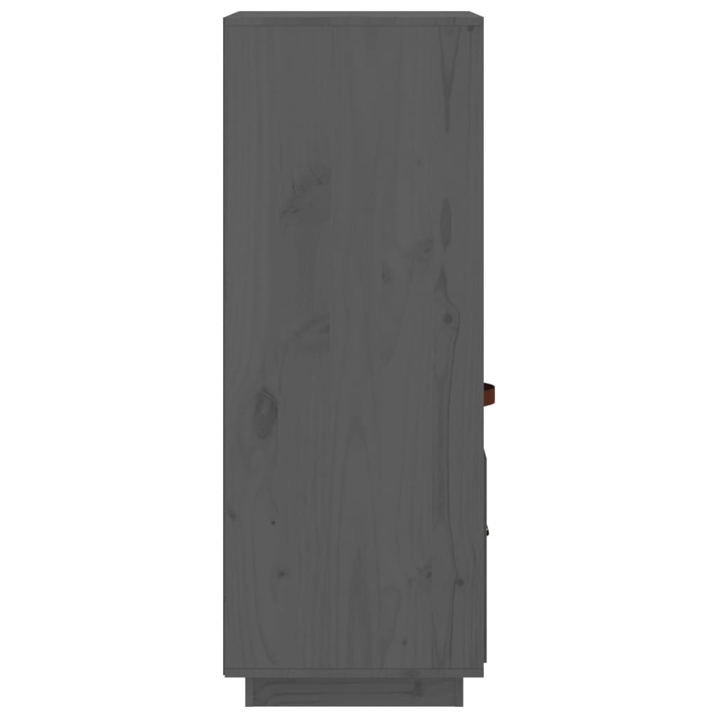 Висок шкаф, сив, 34x40x108,5 см, борово дърво масив