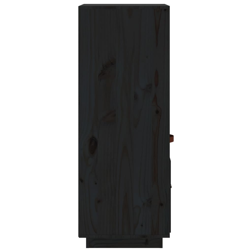 Висок шкаф, черен, 34x40x108,5 см, борово дърво масив